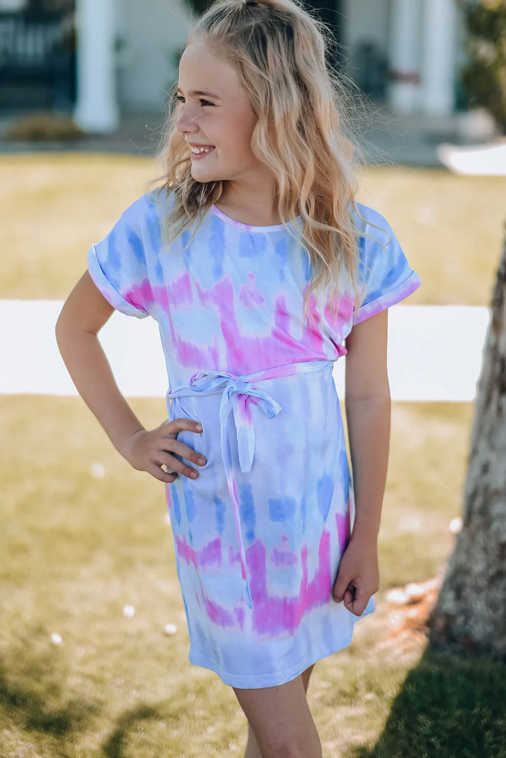 Family Matching Kid Multicolor Tie-dye T-shirt Dress