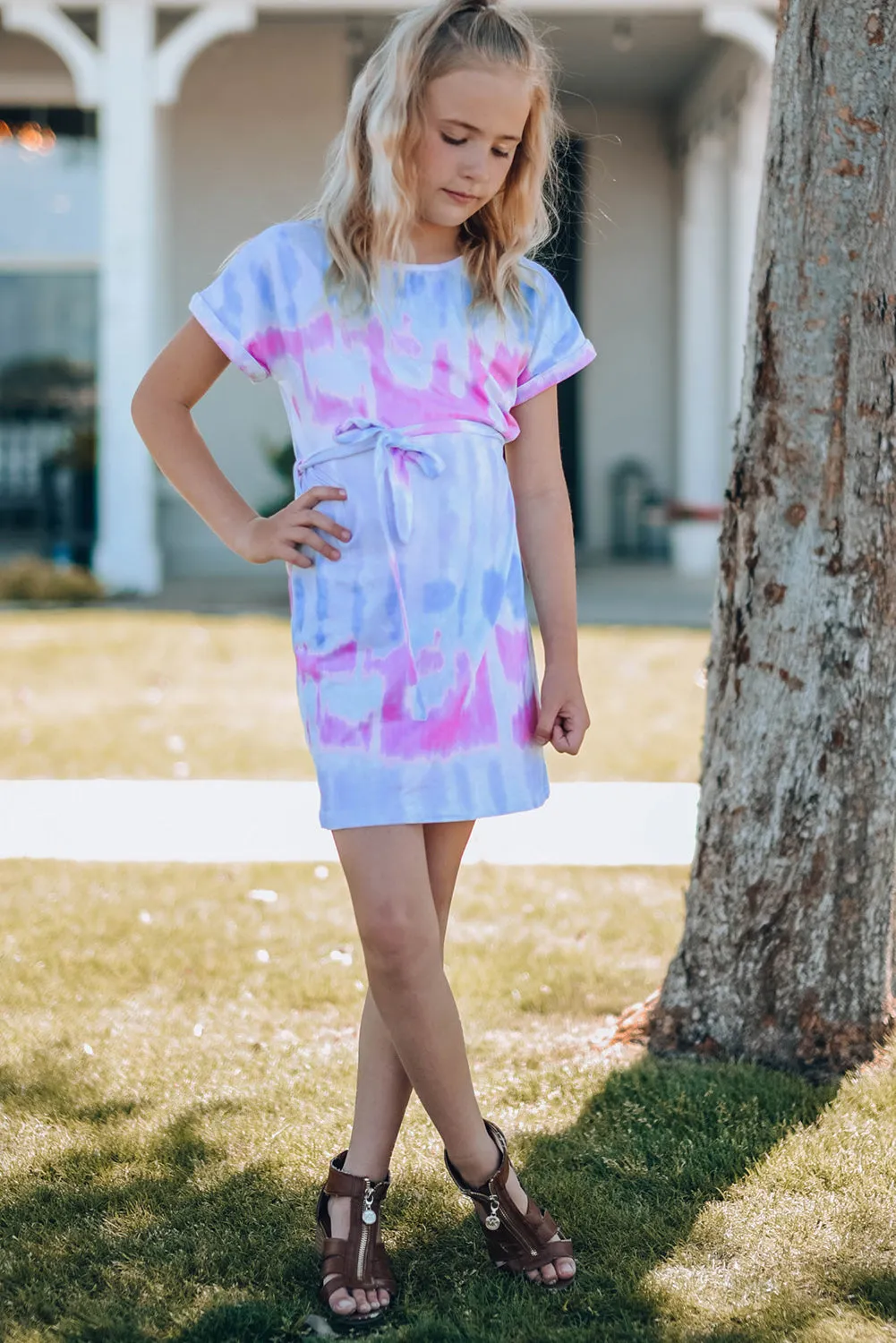 Family Matching Kid Multicolor Tie-dye T-shirt Dress