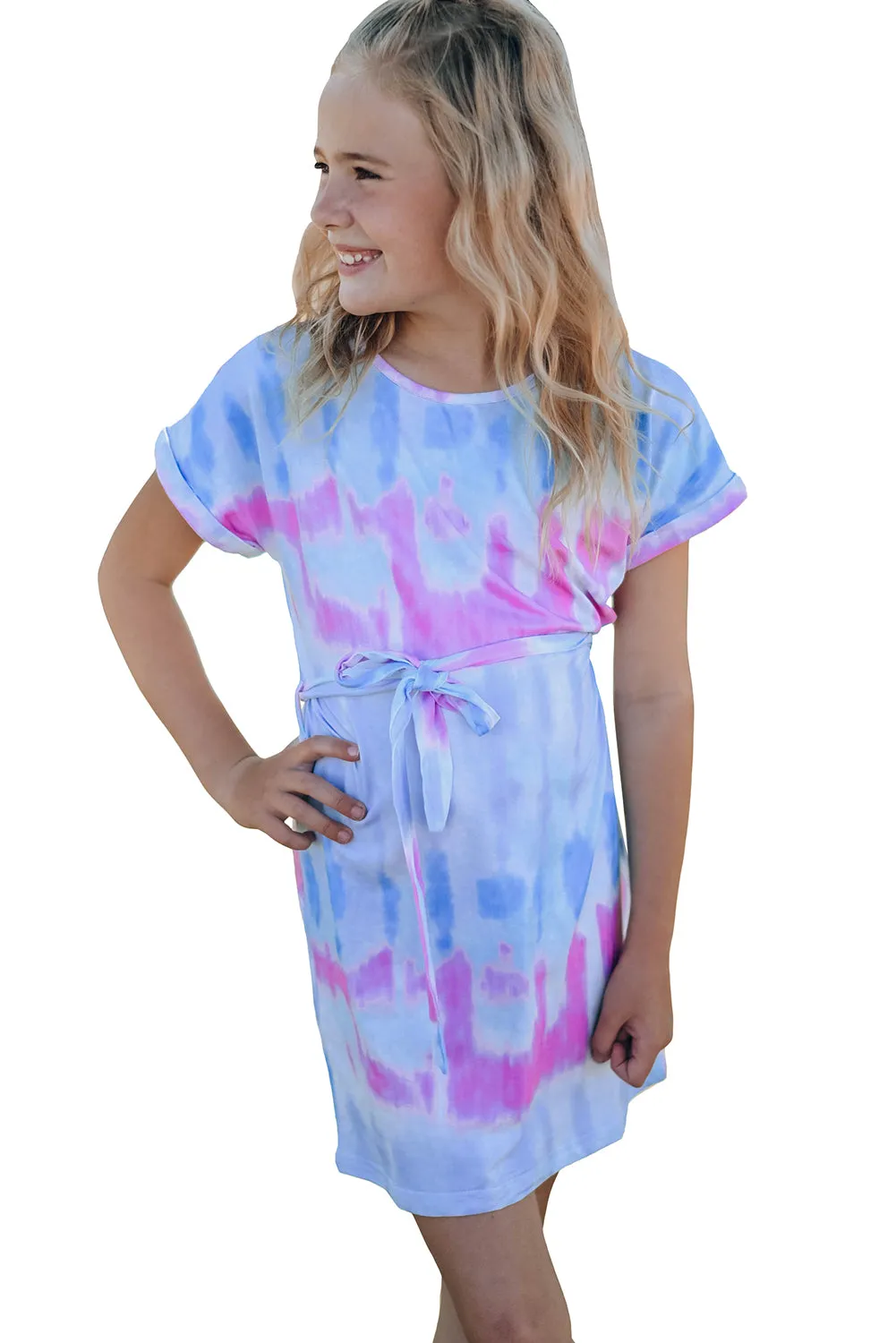 Family Matching Kid Multicolor Tie-dye T-shirt Dress
