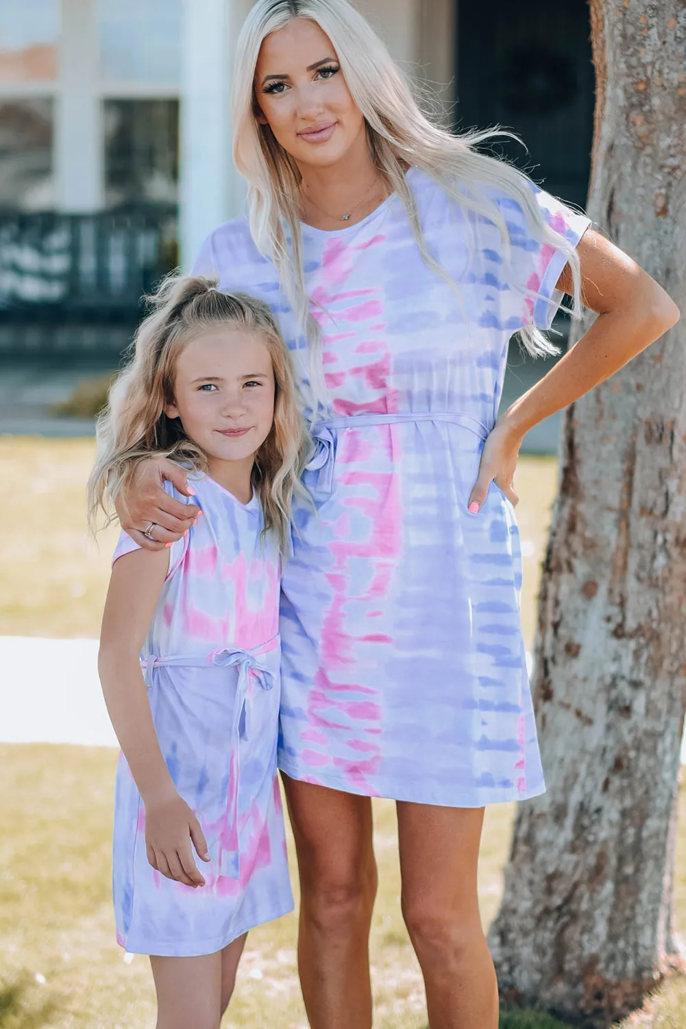 Family Matching Kid Multicolor Tie-dye T-shirt Dress