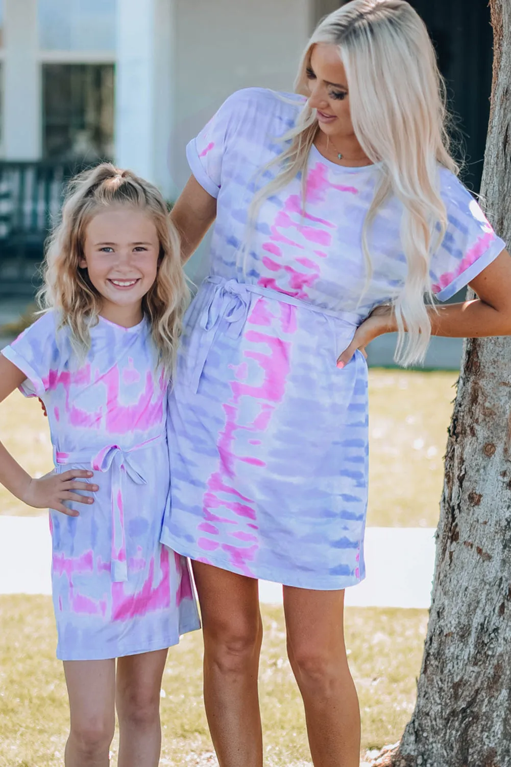 Family Matching Kid Multicolor Tie-dye T-shirt Dress