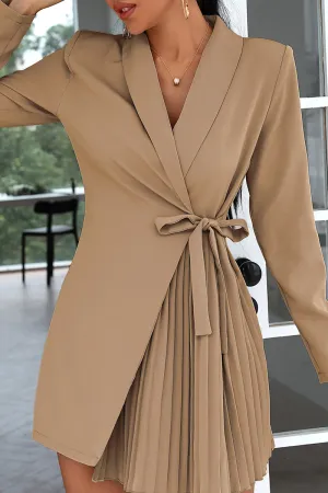 Fashion Solid Patchwork Turndown Collar Shirt Dress Dresses