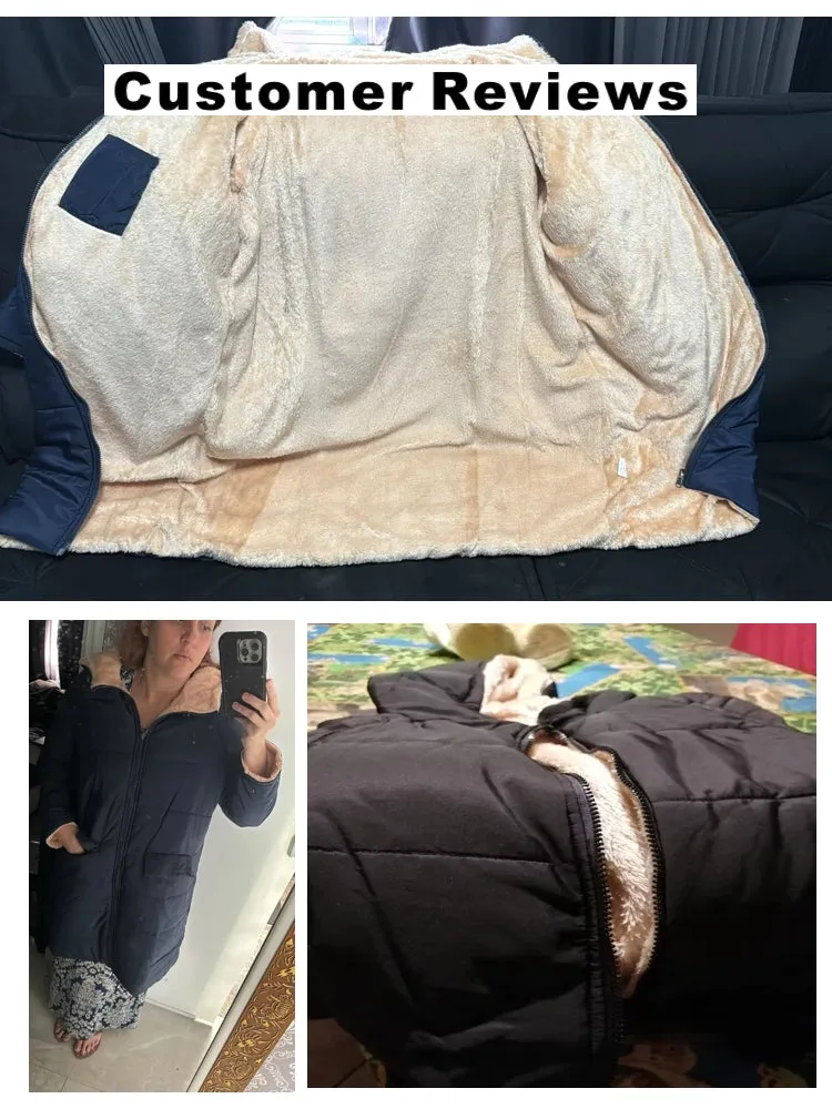 Fashion Winter Hooded Solid Reversible Thick Coat