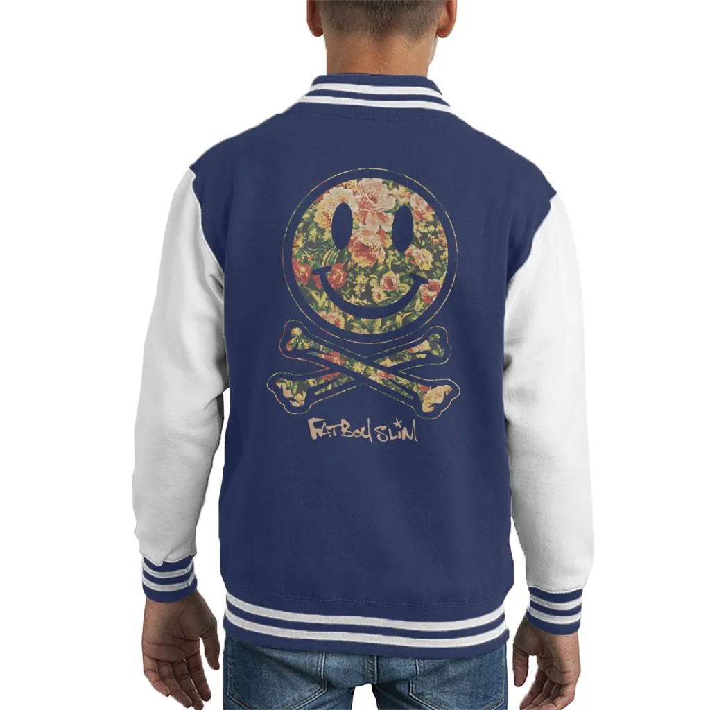 Fatboy Slim Floral Smiley And Crossbones Kid's Varsity Jacket