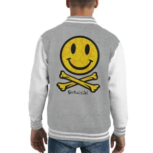 Fatboy Slim Flower Pattern Smiley And Crossbones Kid's Varsity Jacket