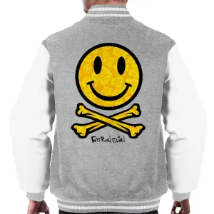 Fatboy Slim Flower Pattern Smiley And Crossbones Men's Varsity Jacket