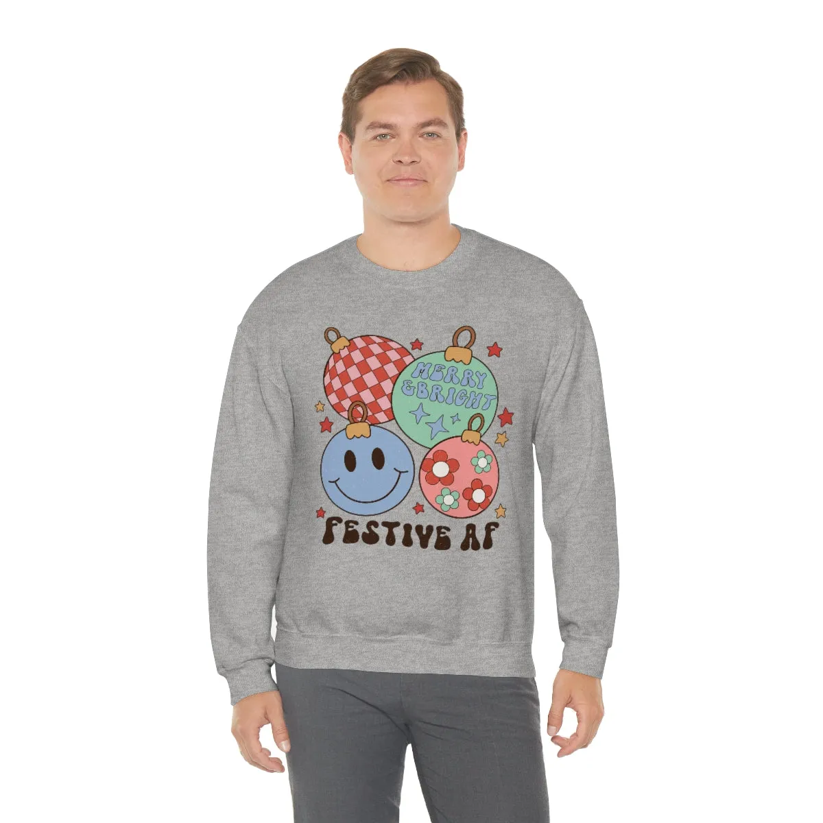 Festive AF (Retro) Unisex Crewneck Sweatshirt