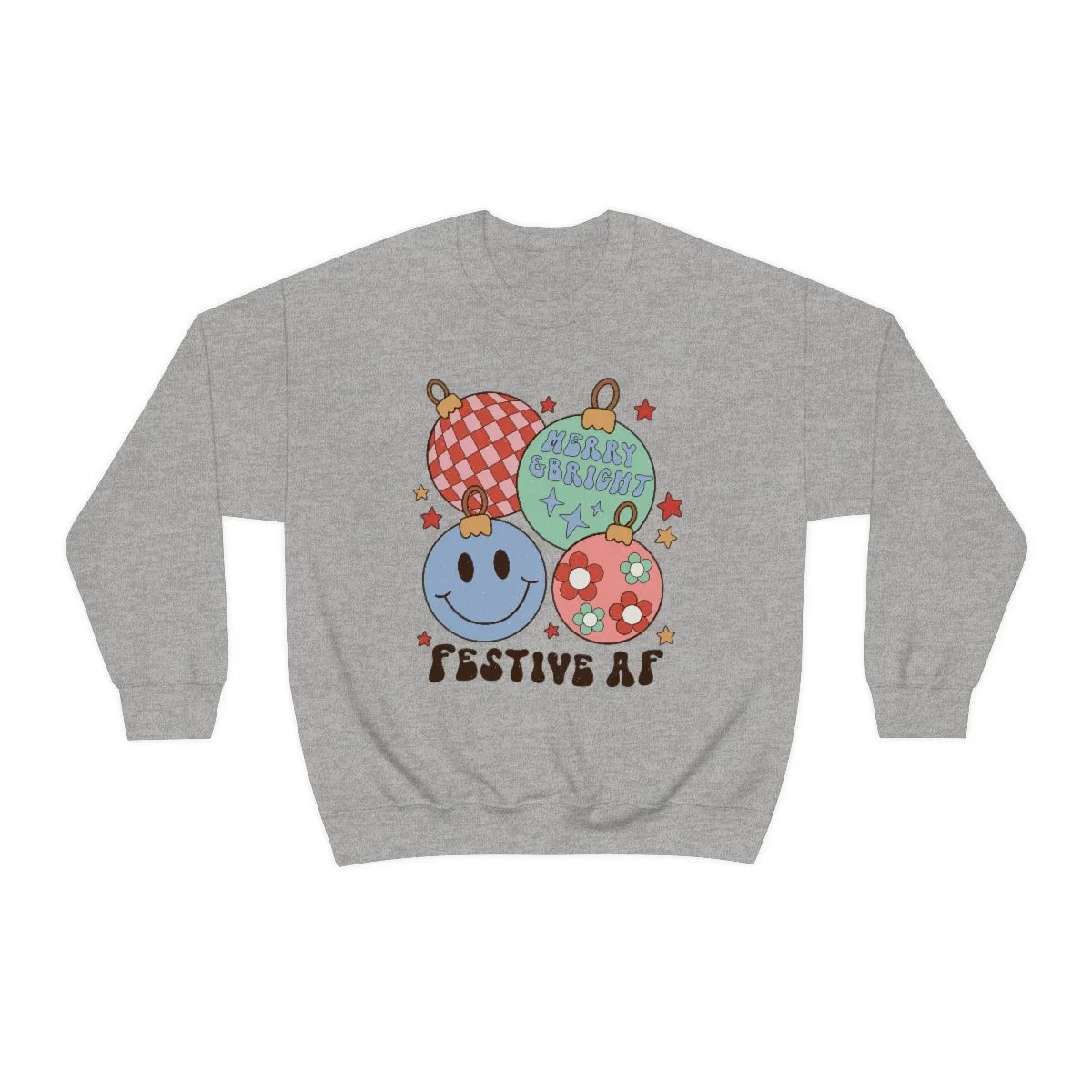 Festive AF (Retro) Unisex Crewneck Sweatshirt