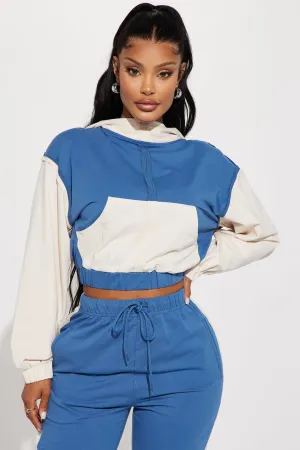 Flora Color Block Lounge Hoodie - Blue/combo