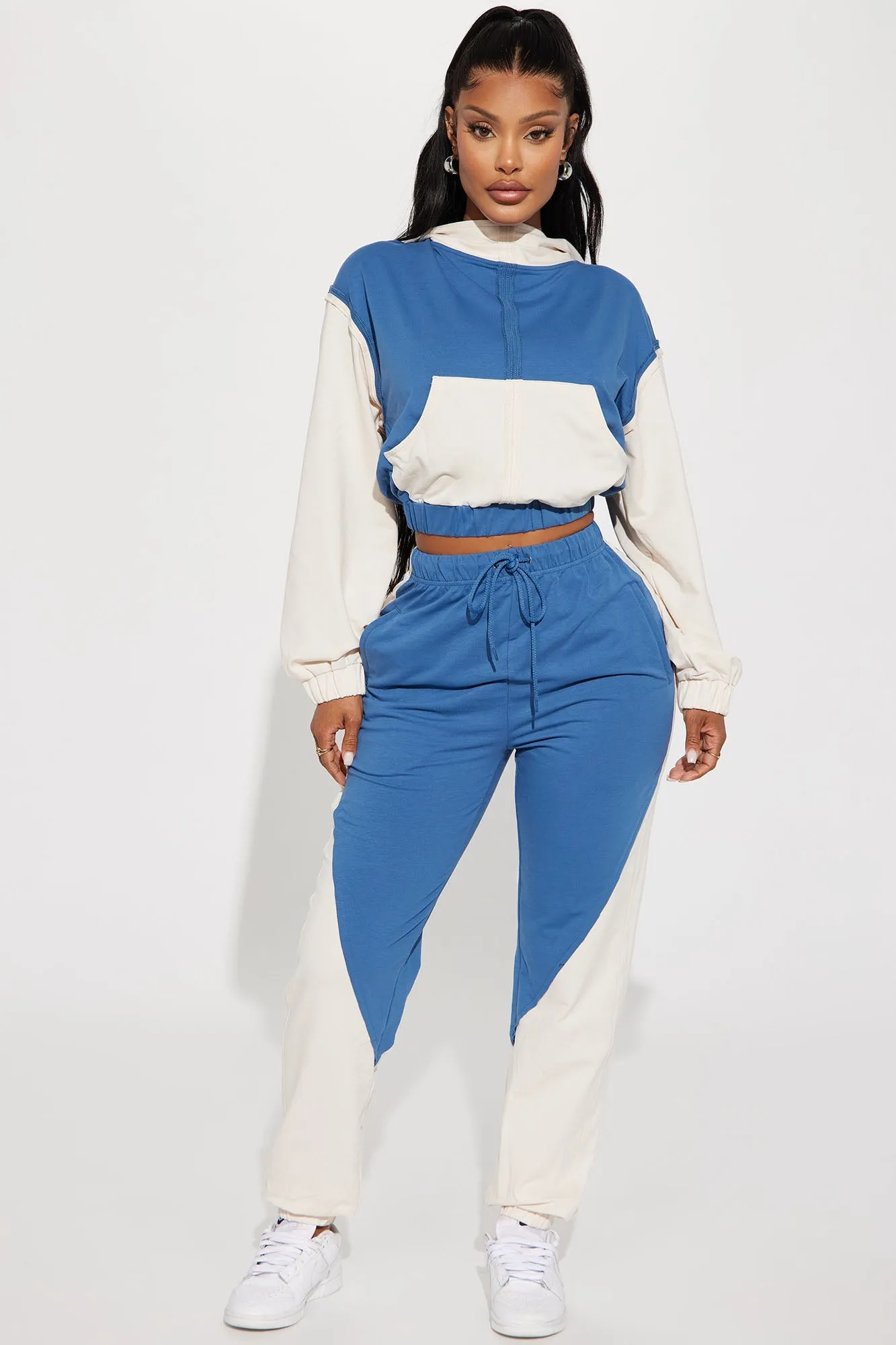 Flora Color Block Lounge Hoodie - Blue/combo