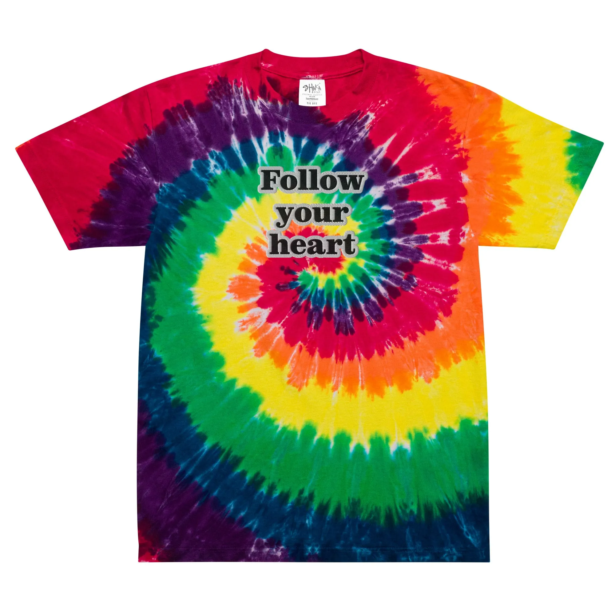FOLLOW YOUR HEART Oversized tie-dye tee