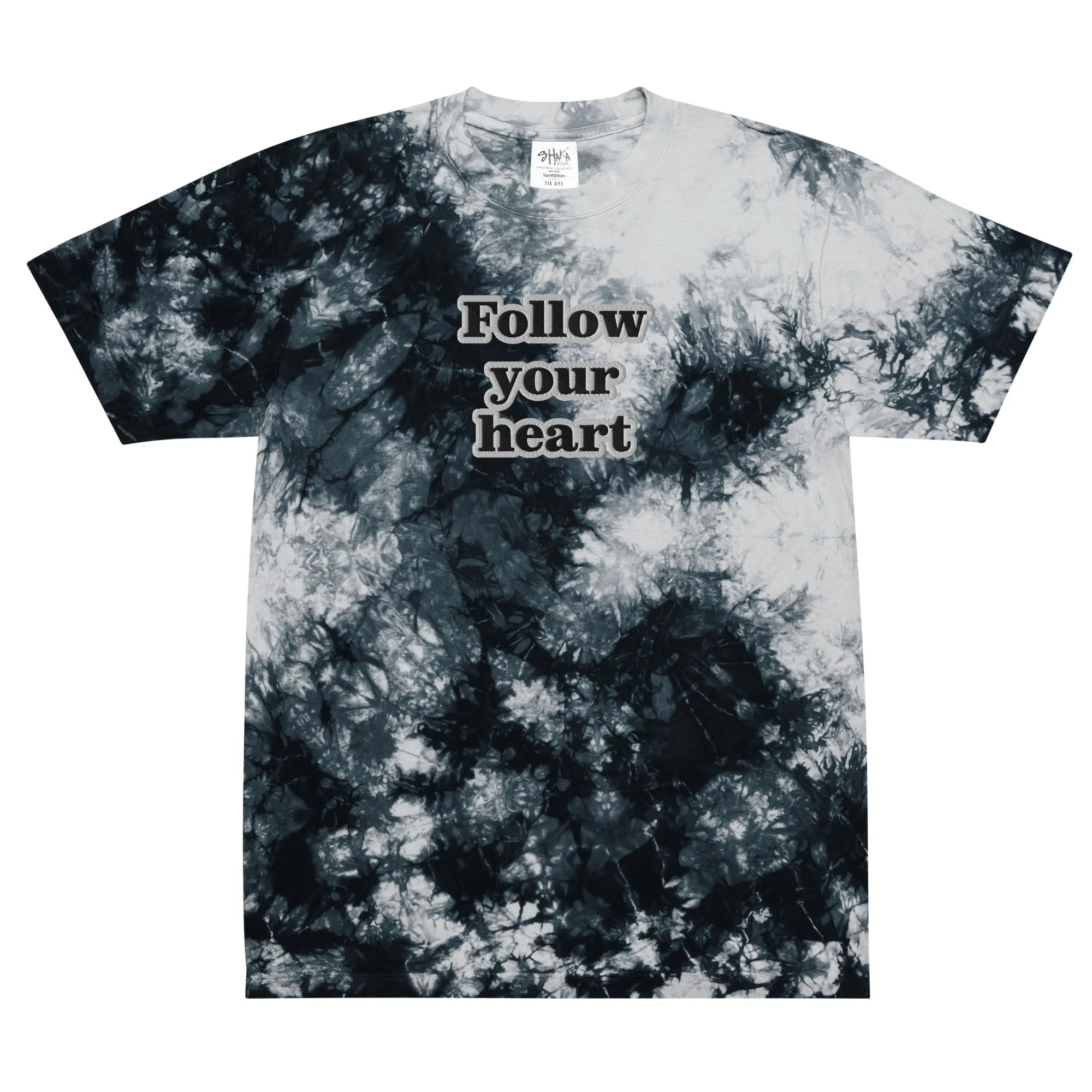 FOLLOW YOUR HEART Oversized tie-dye tee