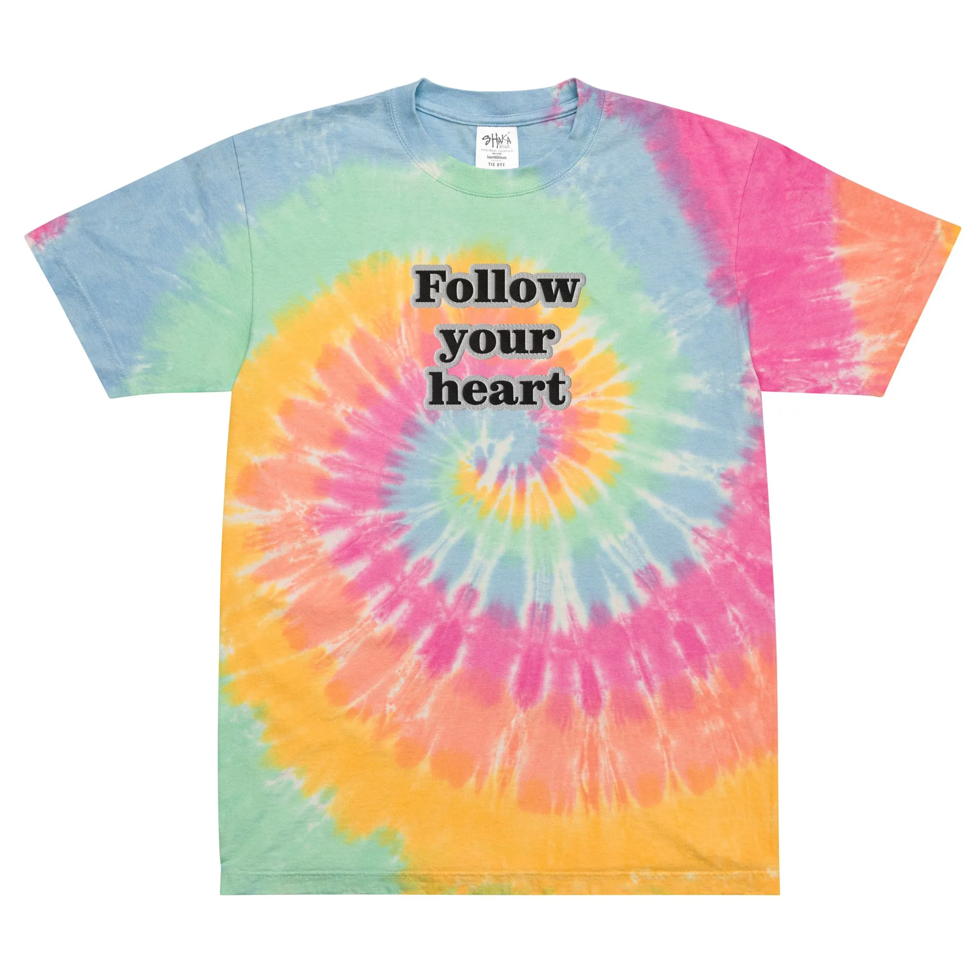FOLLOW YOUR HEART Oversized tie-dye tee