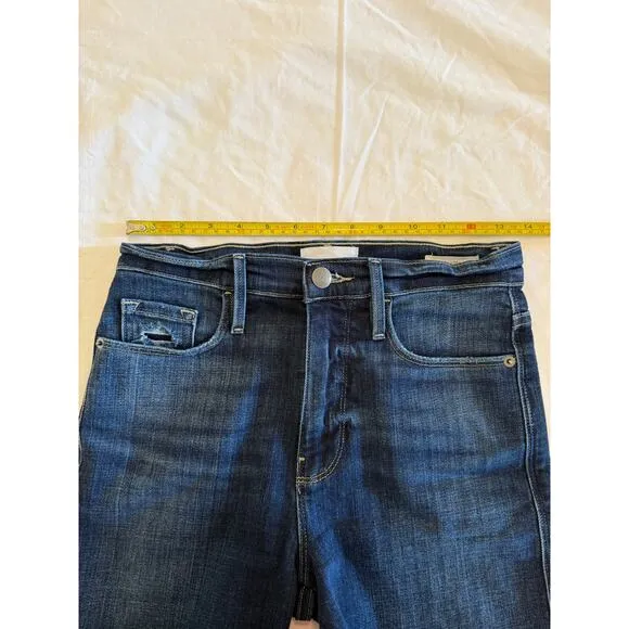 FRAME Le Tour Short Denim Shorts Raw Edge Cut Off Size 25 Women's