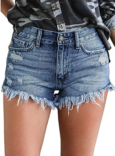 Frayed Raw Hem Jean Shorts
