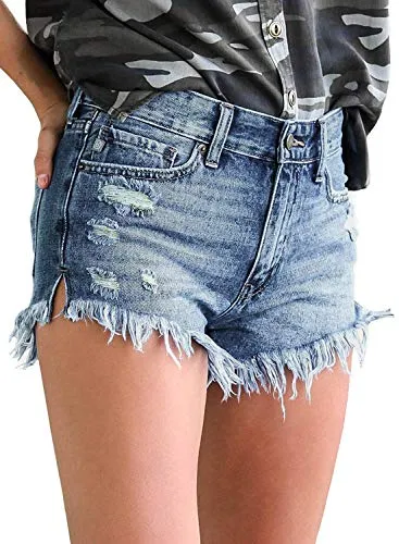 Frayed Raw Hem Jean Shorts