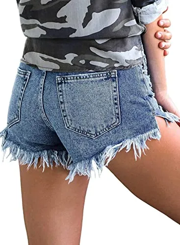 Frayed Raw Hem Jean Shorts