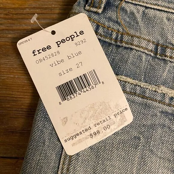 Free People 9102 Eliot Embroidered Denim Shorts