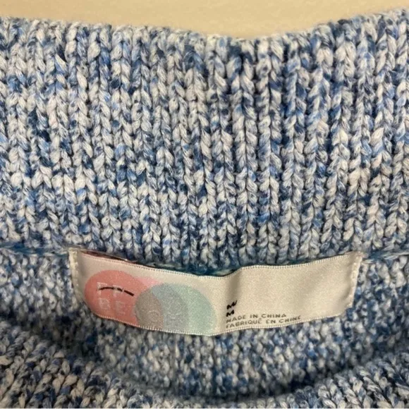 Free People Cruising Sweater Shorts Knit High Waisted Loose Blue Sz Medium New
