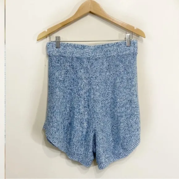 Free People Cruising Sweater Shorts Knit High Waisted Loose Blue Sz Medium New