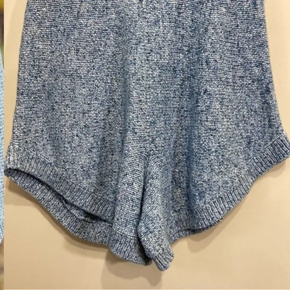 Free People Cruising Sweater Shorts Knit High Waisted Loose Blue Sz Medium New