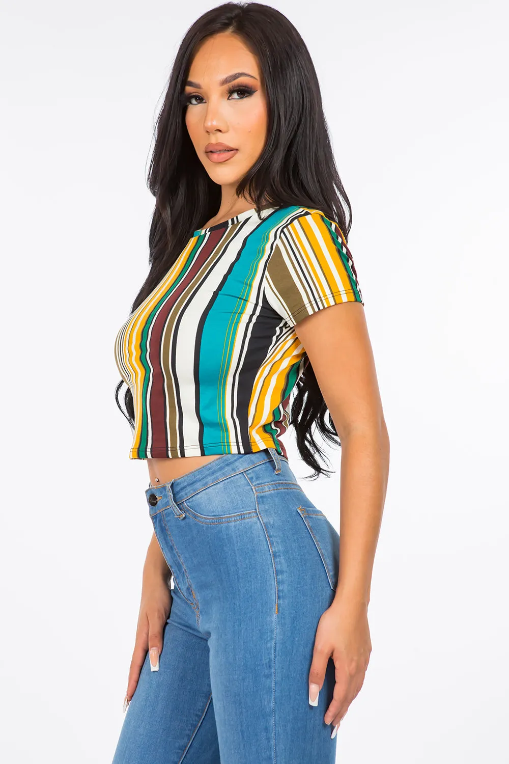 Gemma Striped Crop Top Tee