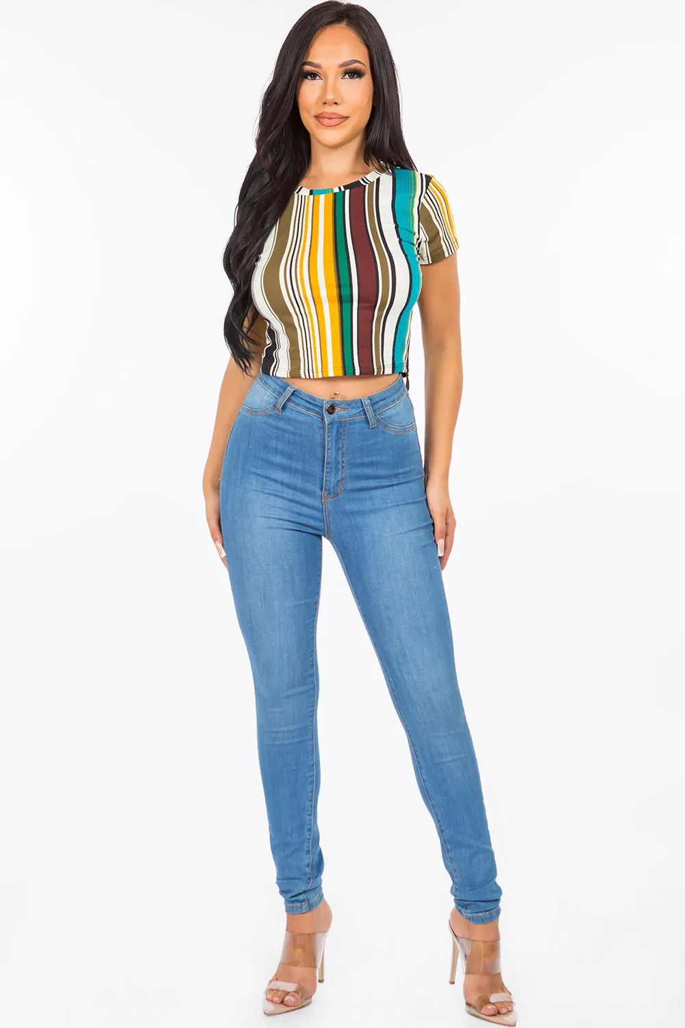 Gemma Striped Crop Top Tee