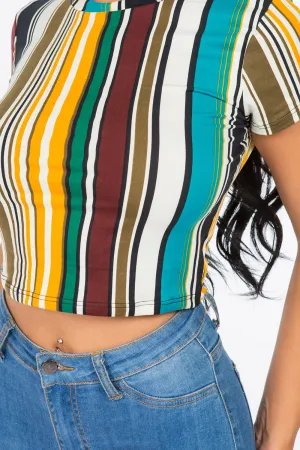 Gemma Striped Crop Top Tee