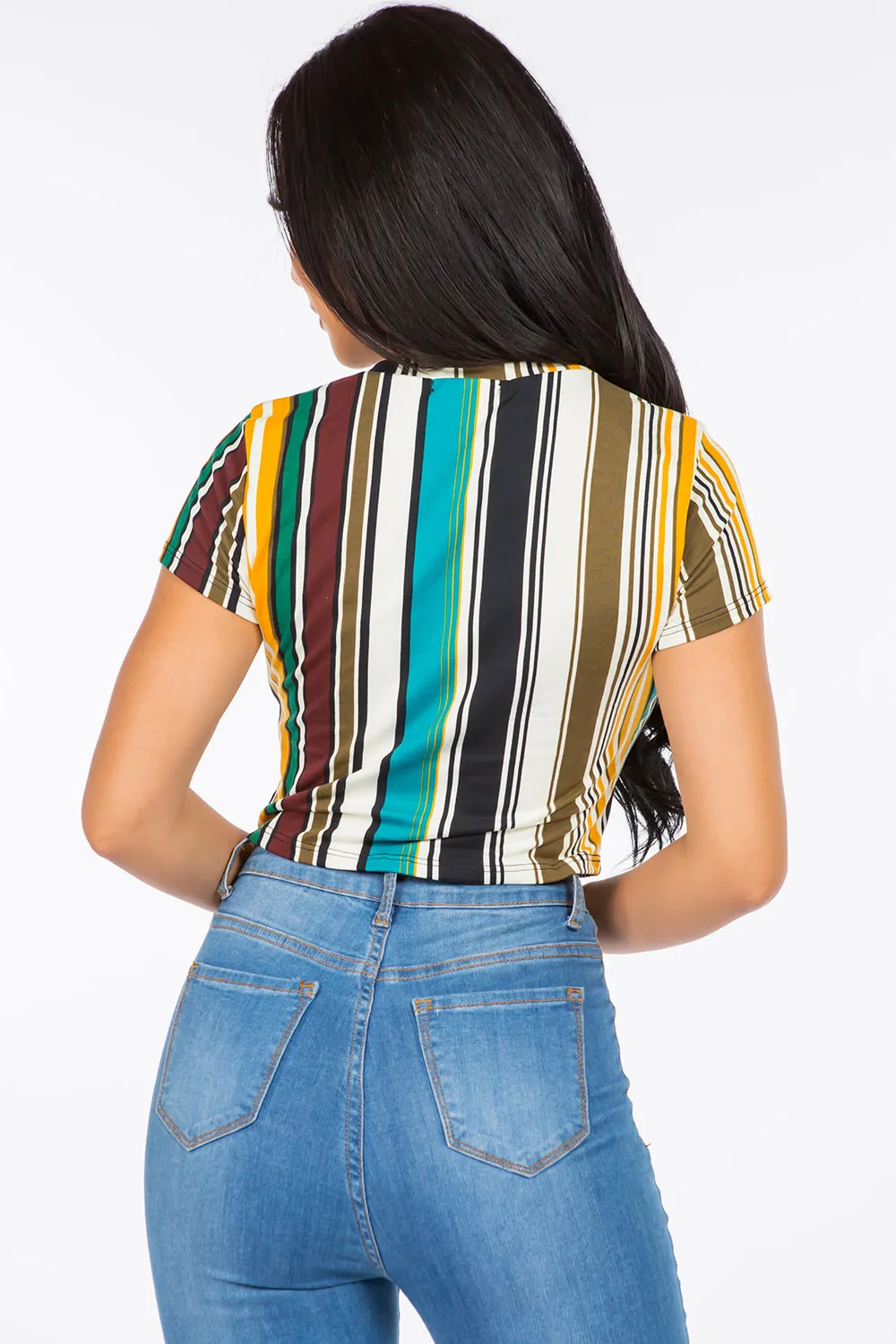 Gemma Striped Crop Top Tee
