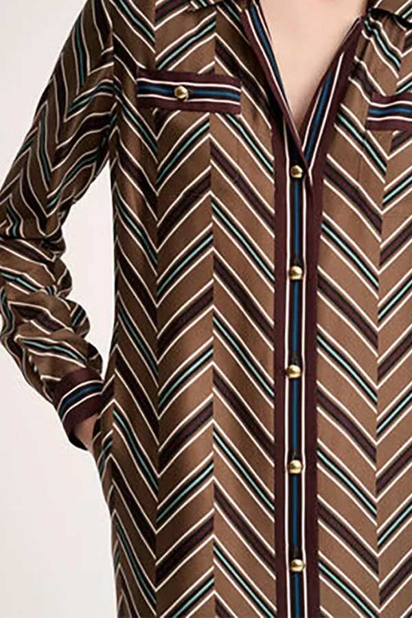 GIARDINO CHEVRON PRINT VISCOSE SHIRT-DRESS