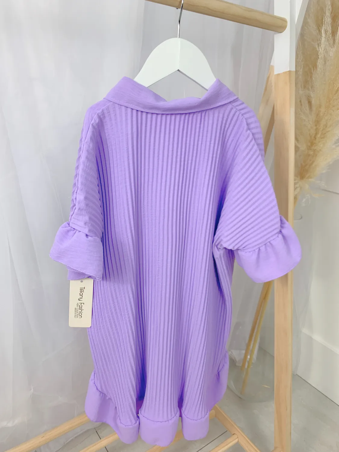 Girls Frill Shirt Dress - Lilac
