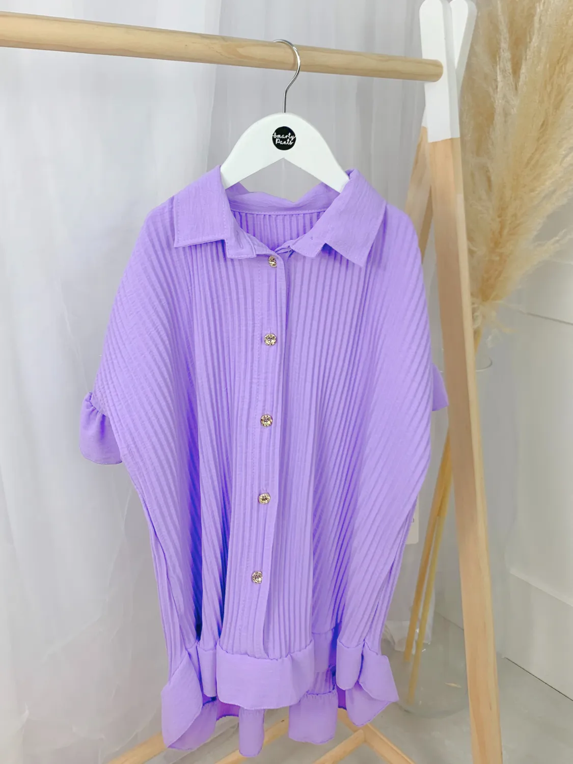 Girls Frill Shirt Dress - Lilac