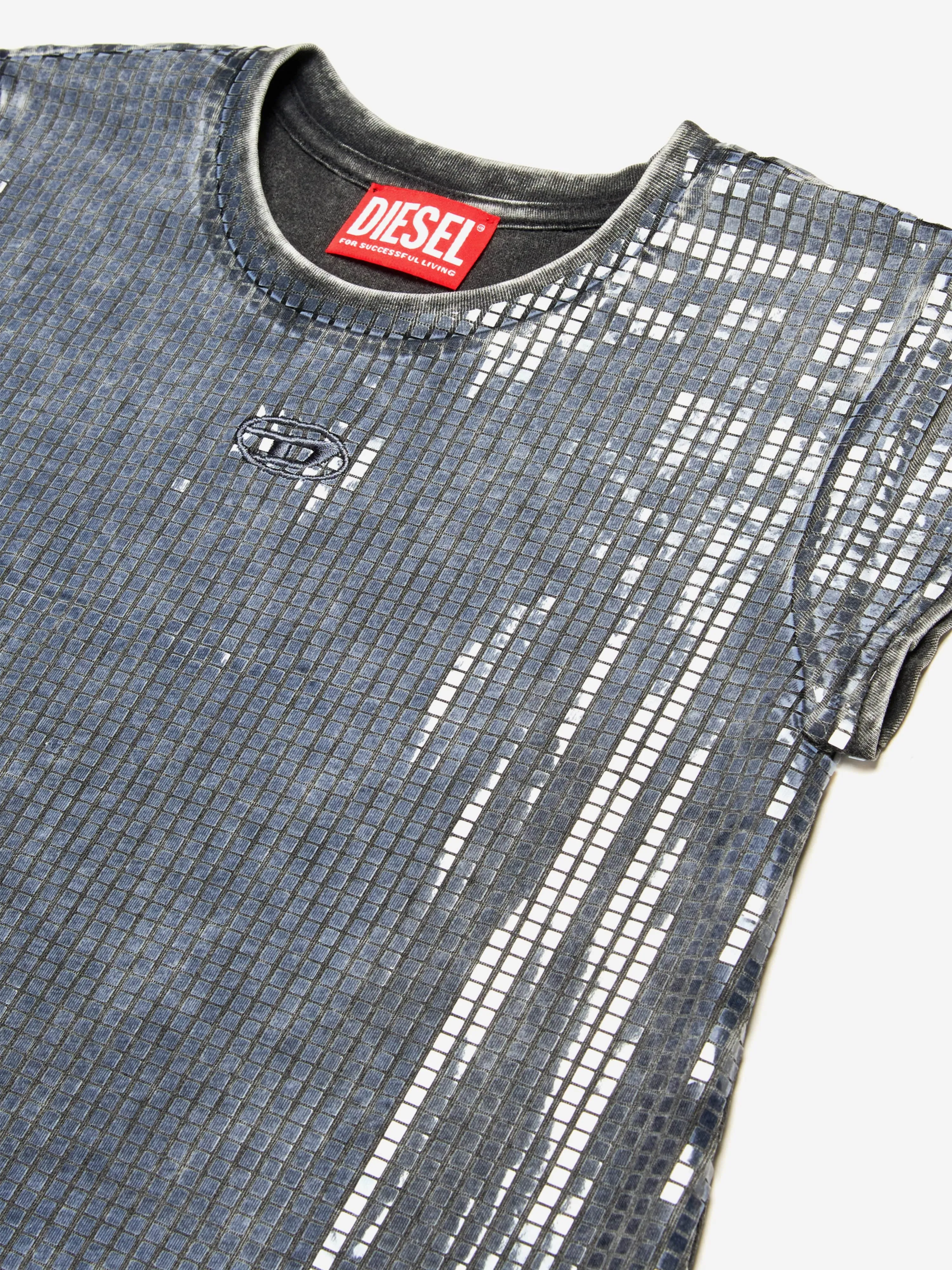 Girls Sequin Effect T-Shirt Dress in Black