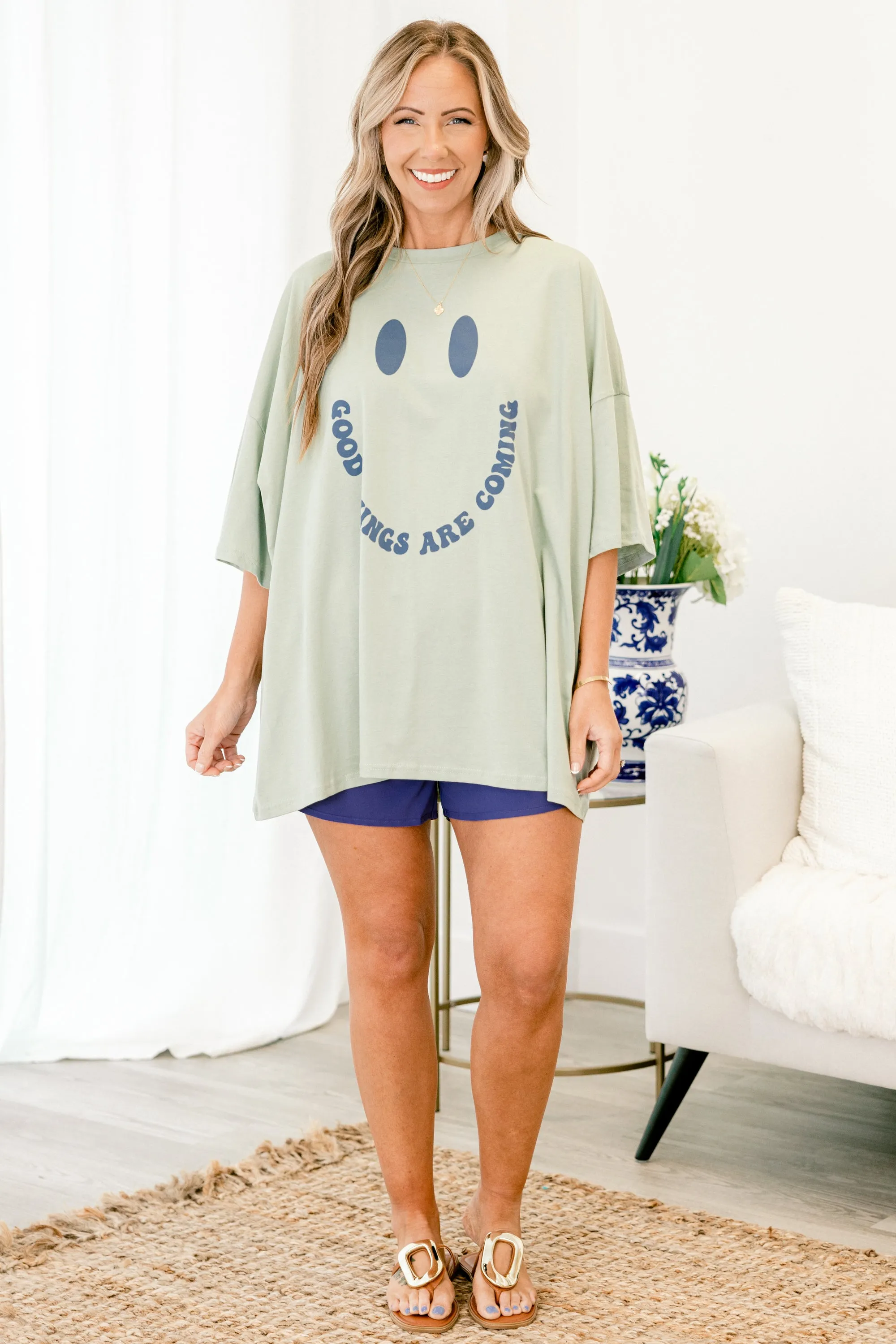 Good Things Boyfriend Tee, Light Sage