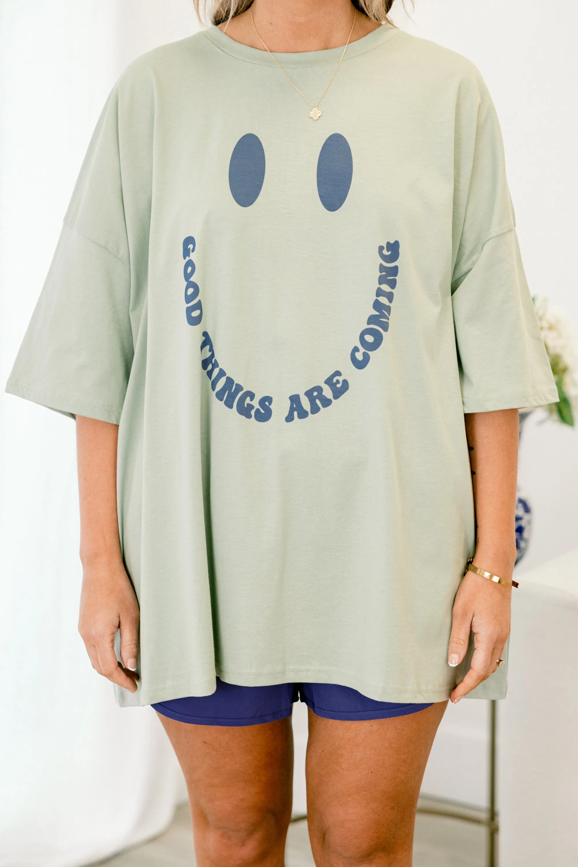 Good Things Boyfriend Tee, Light Sage
