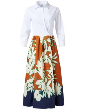 Graphic Flowers Elena Poplin Midi Dress