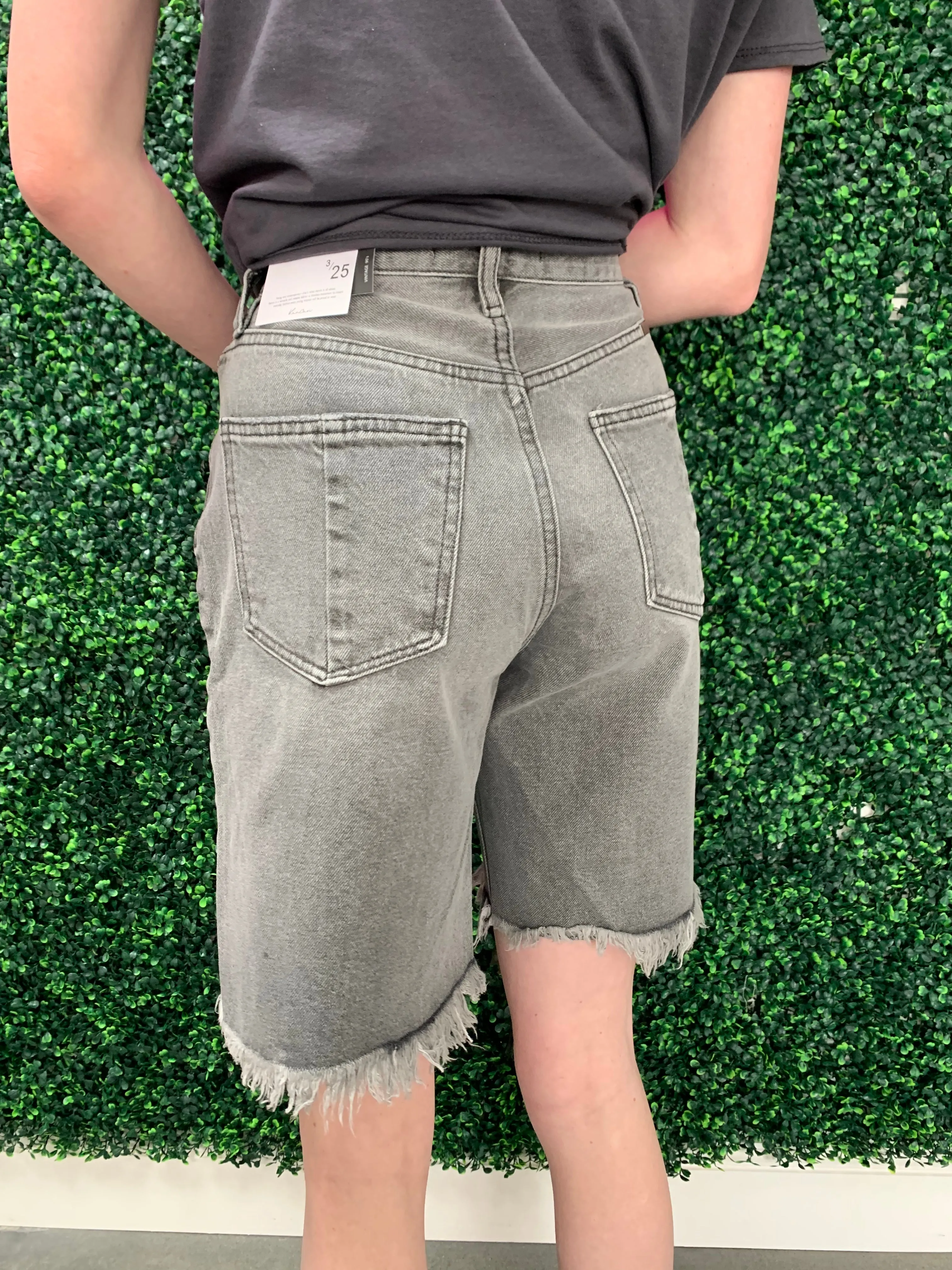 Grey Wash 90s Boyfriend Shorts