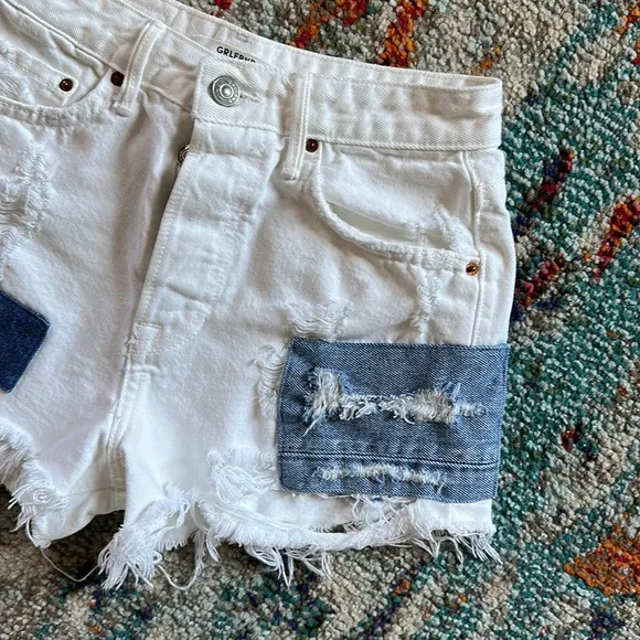 GRLFRND &quot;Cindy&quot; High Rise White Denim Shorts Size 24