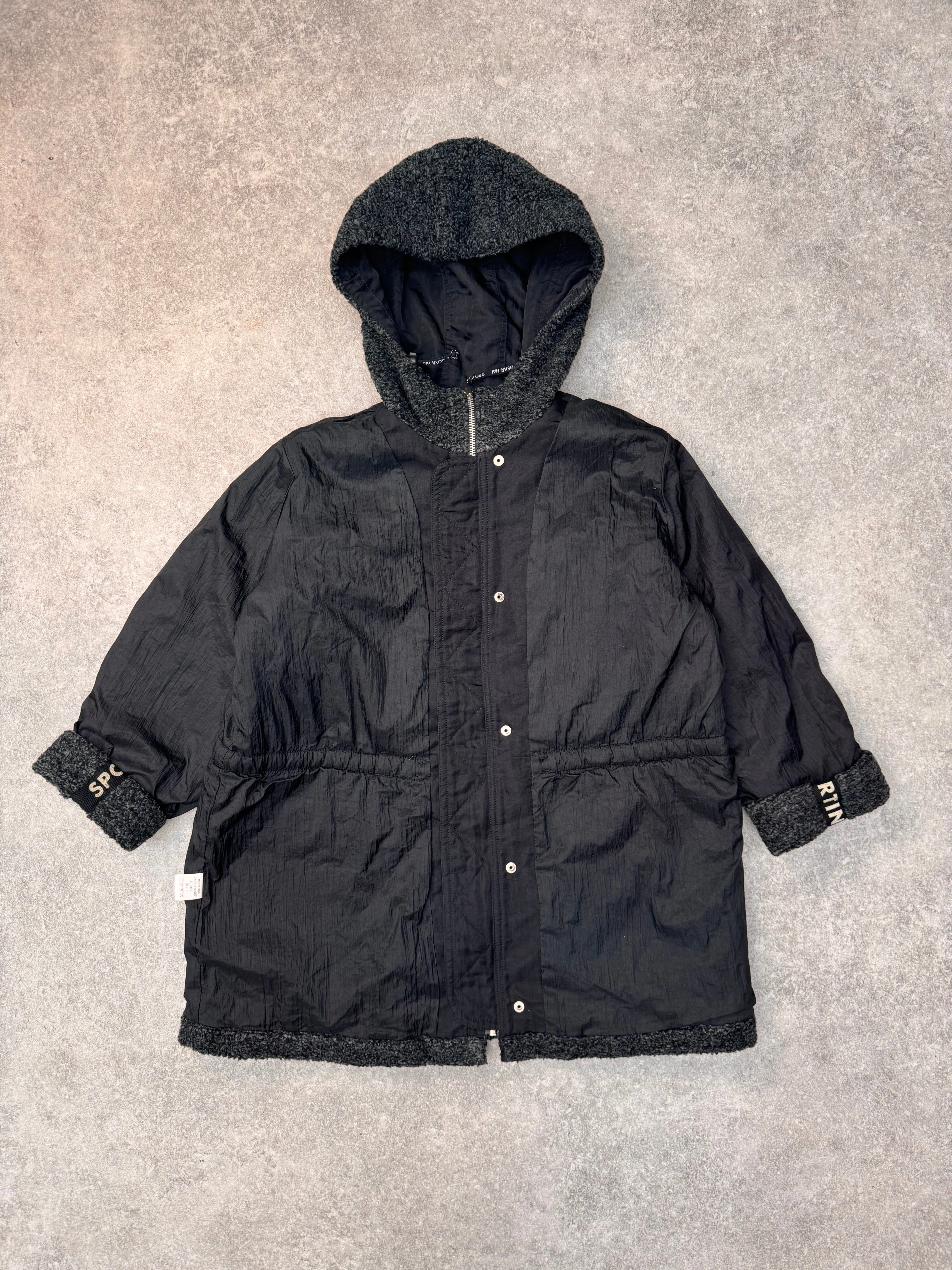 Hai Sporting Gear Reversible Logo Tape Grey Fleece Parka Jacket