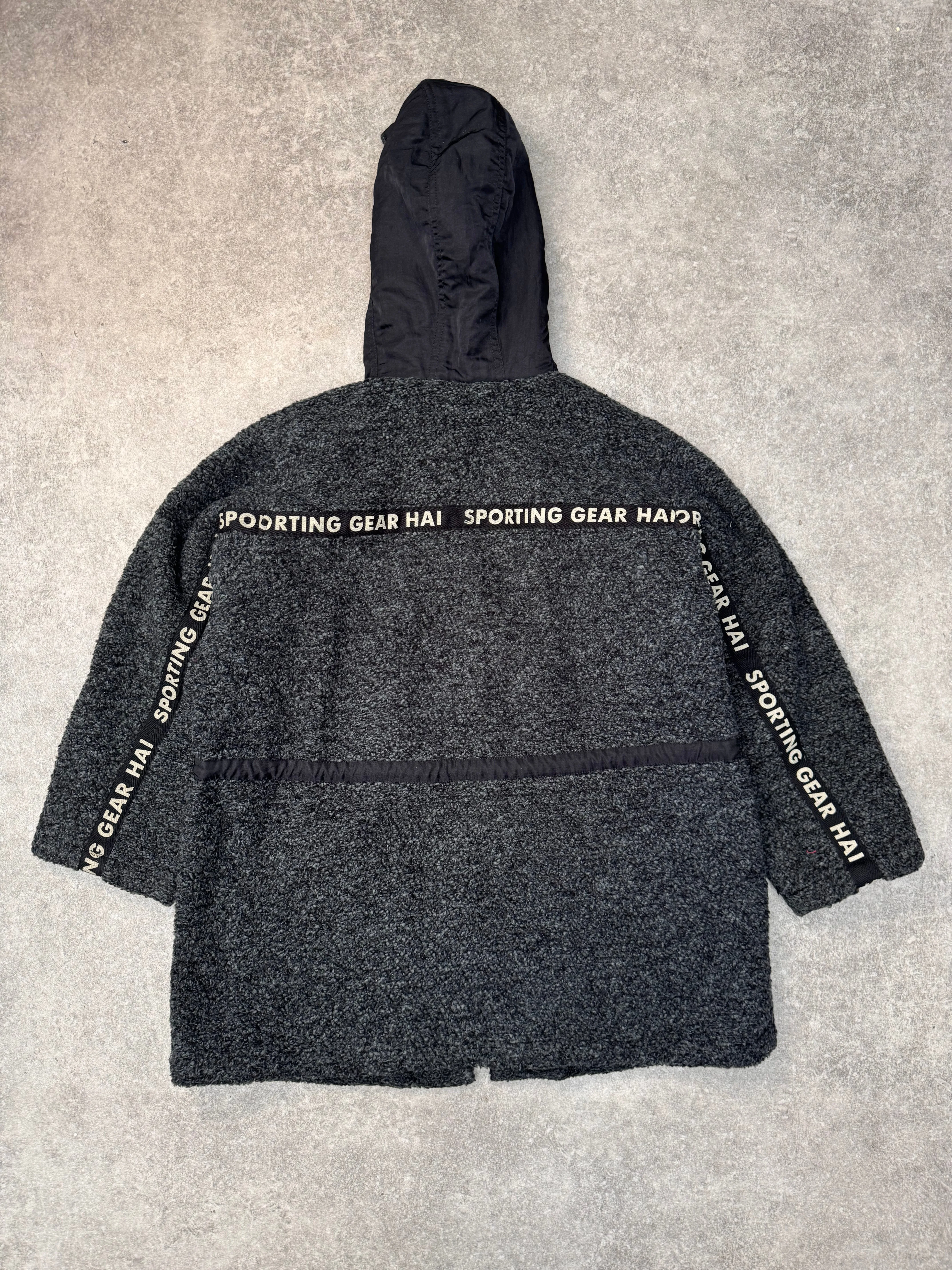 Hai Sporting Gear Reversible Logo Tape Grey Fleece Parka Jacket