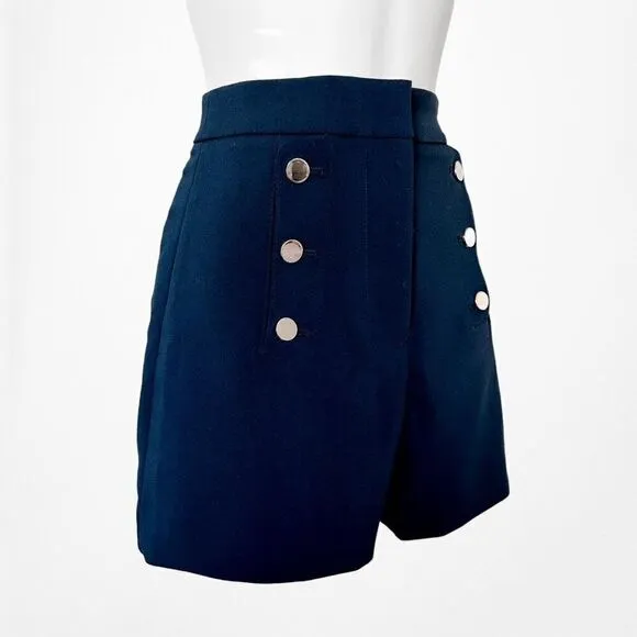 H&amp;M Navy Blue High Waisted Sailor Double Breasted Button Front Shorts Size 0/XS