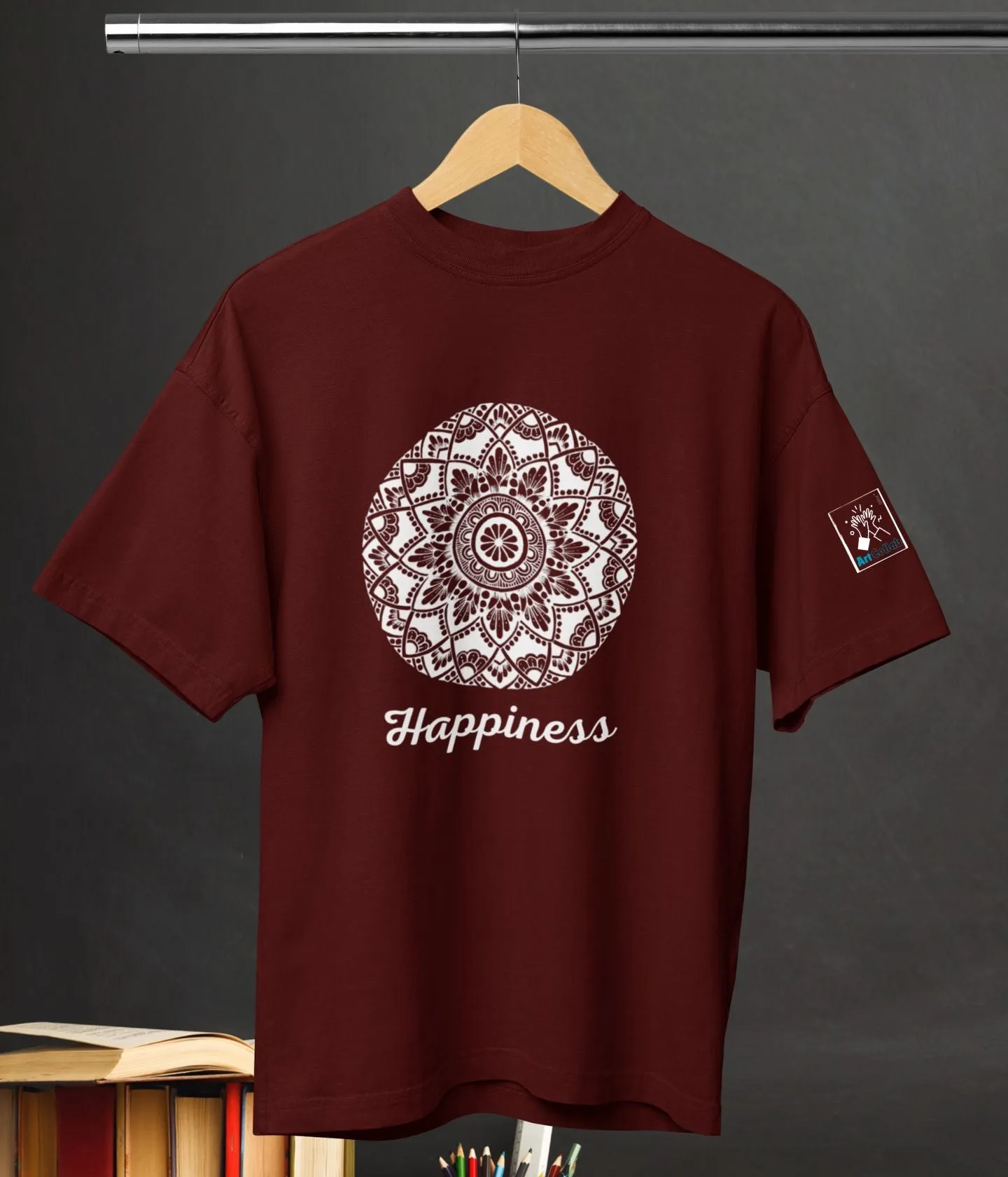 Happiness - Terry Oversized T-Shirt - Dark