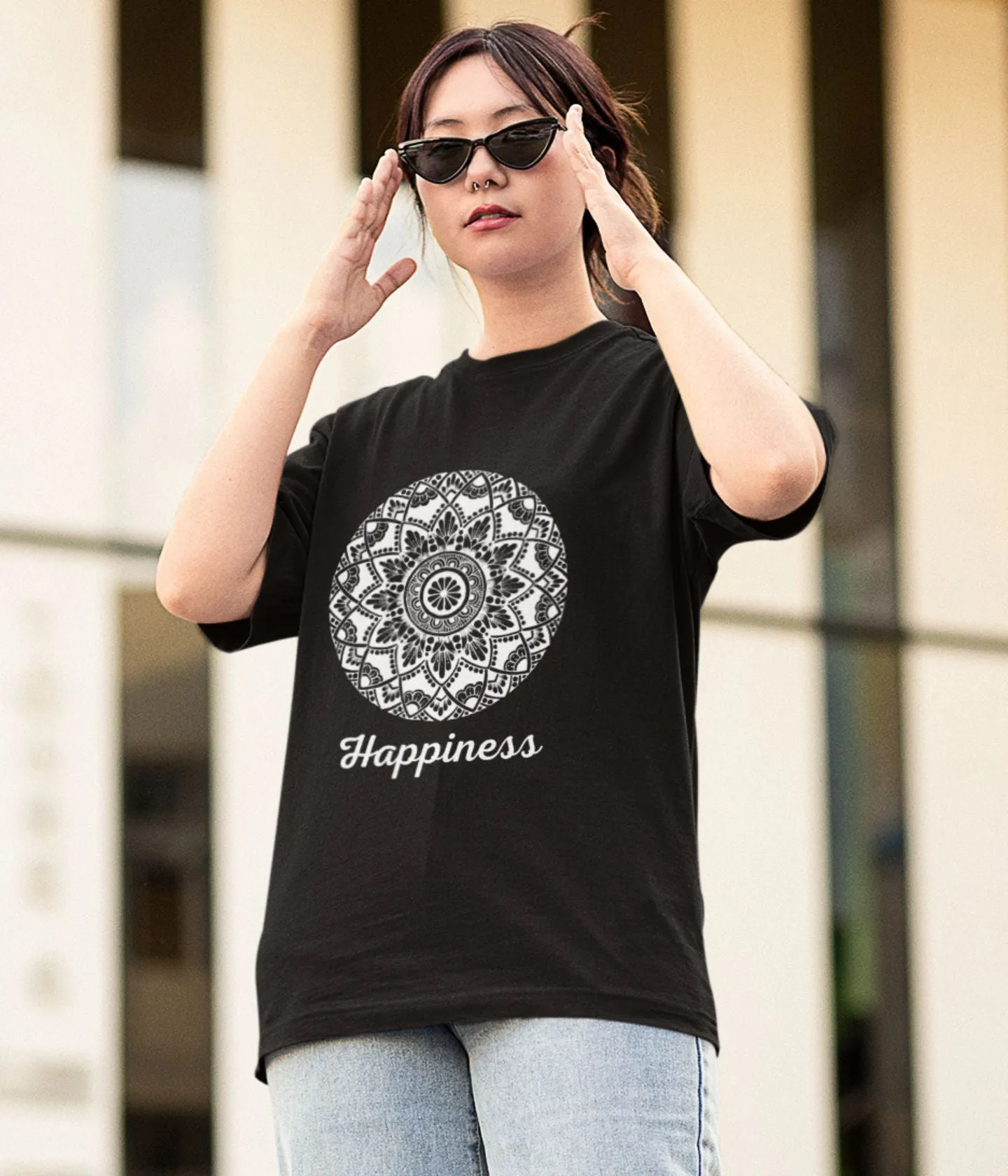 Happiness - Terry Oversized T-Shirt - Dark