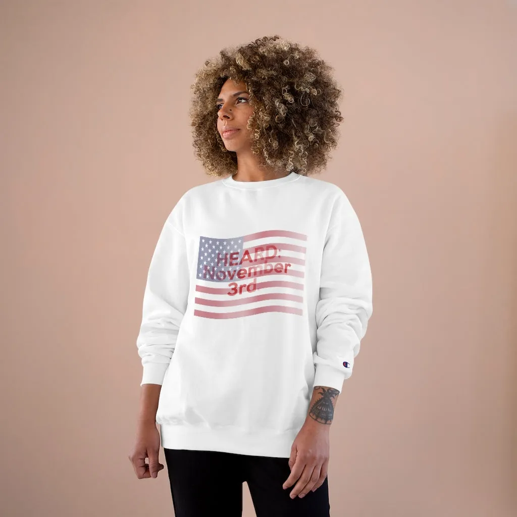HEARD: NOVEMBER 3RD Champion x TeeAllAboutIt Sweatshirt (American Flag/Red Letter)
