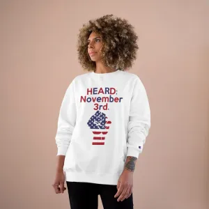 HEARD: NOVEMBER 3RD Champion x TeeAllAboutIt Sweatshirt (Red and Blue Letter/ Flag Fist)