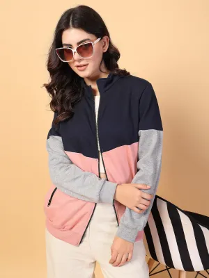 High Neck Colorblock Fleece Pullover
