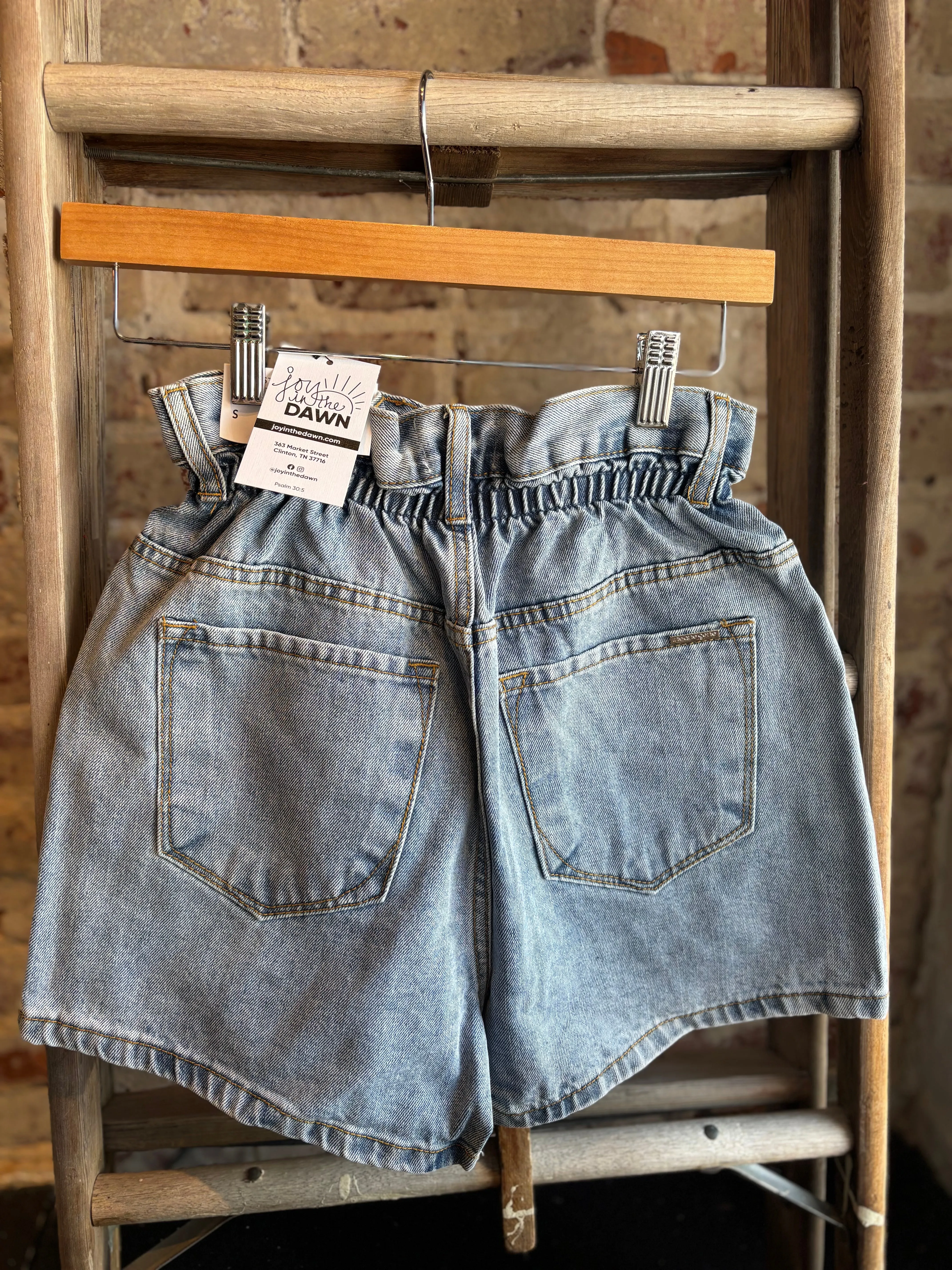 High Rise Paper Bag Shorts