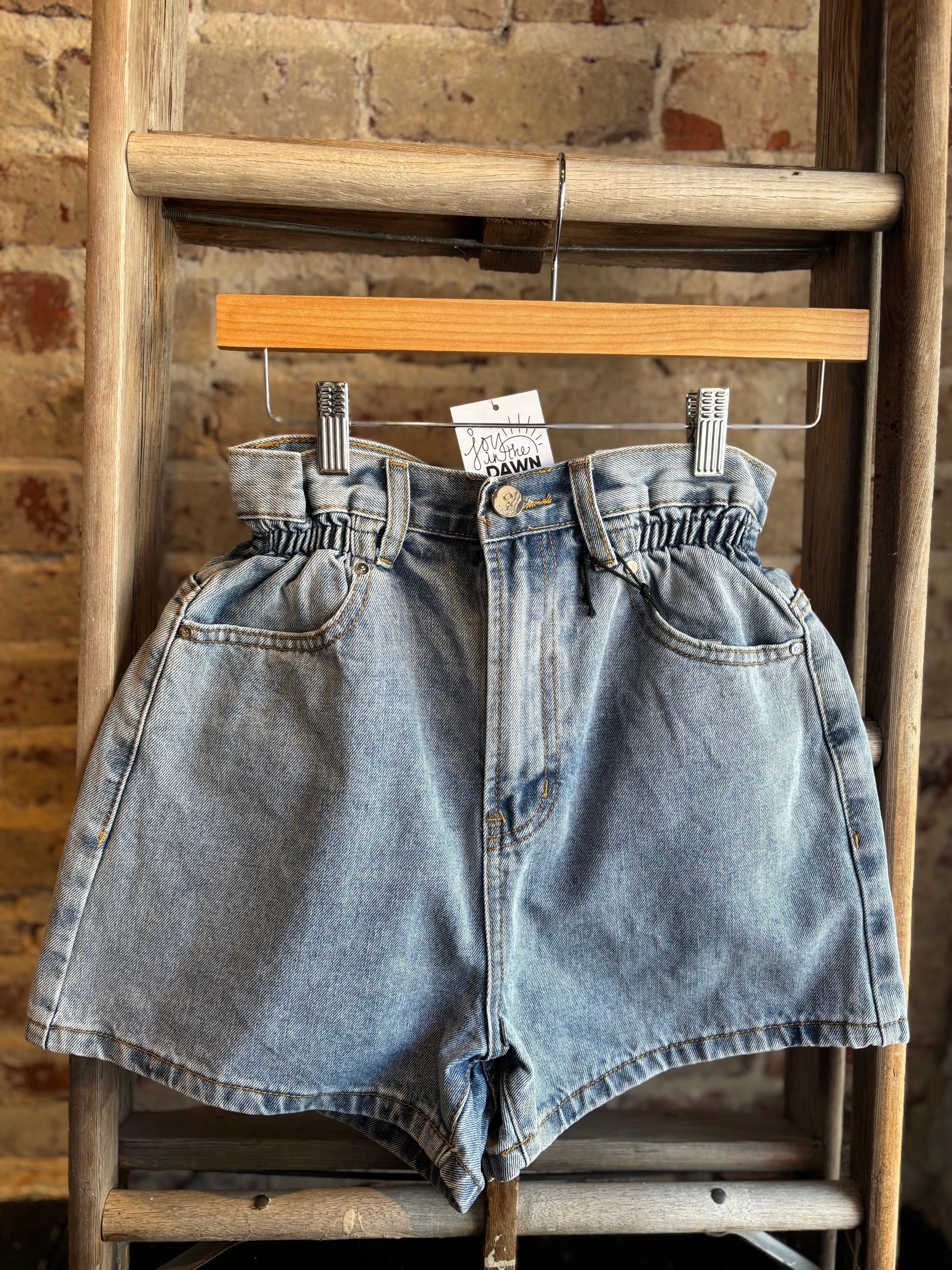 High Rise Paper Bag Shorts