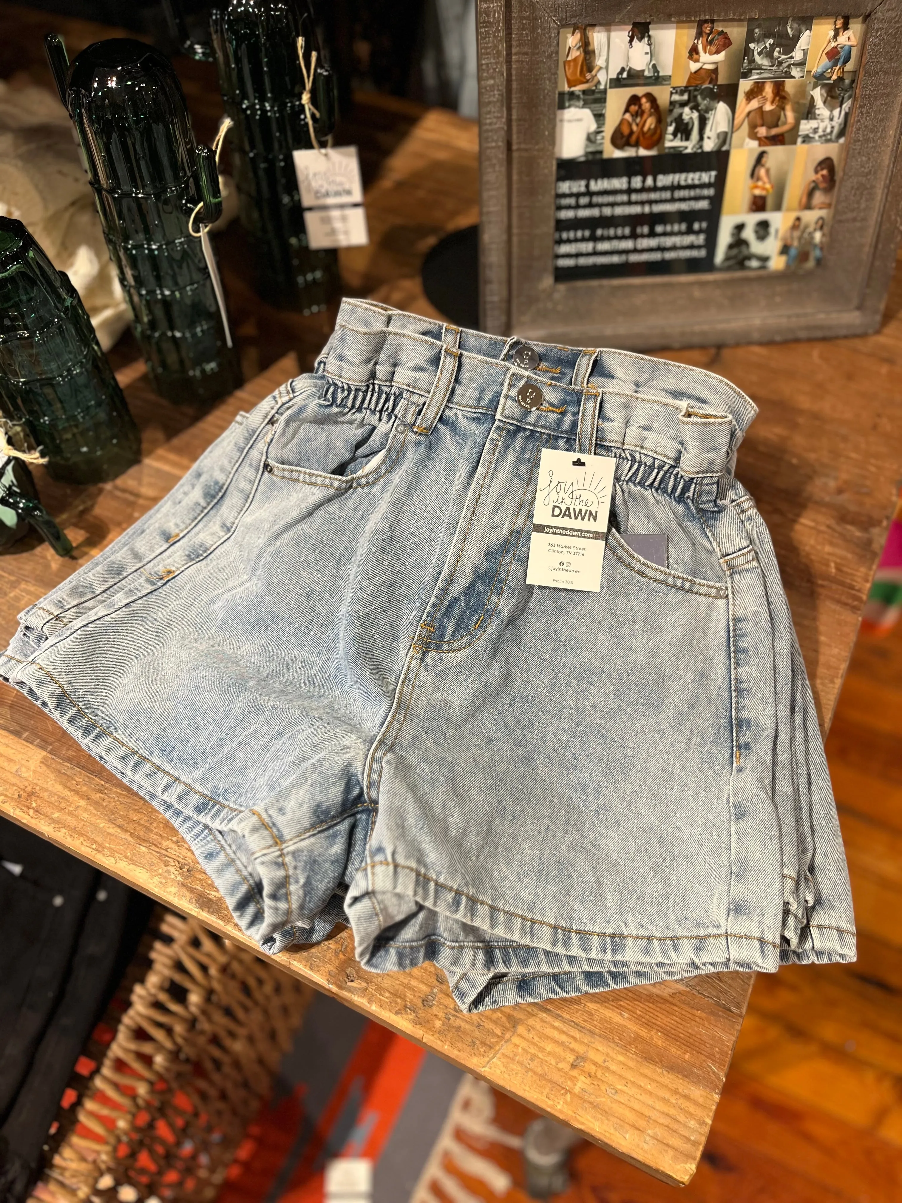 High Rise Paper Bag Shorts