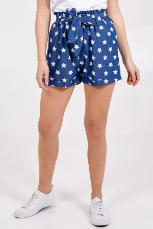 High Waisted Star Print Shorts